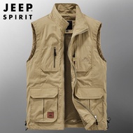 JEEP SPIRIT เสื้อกั๊กผู้ชายใหม่เสื้อกั๊กระบายอากาศบางเสื้อโค้ทกลางแจ้งเสื้อกั๊กเสื้อกั๊กถ่ายภาพปีนเข