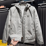 FGD | แจ็คเก็ตผู้ชายพิมพ์ลายคอตตอนฮูดดี้ทรงสลิมฟิต