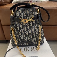 正品 法國 Dior 老花水桶袋兩用 JISOO同款 Medium C’Est Dior Bag In Dior Oblique Jacquard Canvas 水桶包 中size