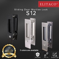 【ELITACO】 S12 Black Matte Silver Bronze Sliding Barn Door Mortise Lock Wooden Door Handle Set Modern