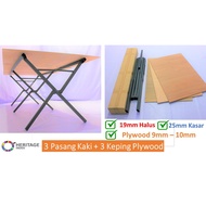 Kaki Pasar Malam 3 Stand + 3 Plywood Foldable Market Table Canopy Tent 3 Pasang Kaki + 3 Papan Meja Lipat Kanopi Khemah