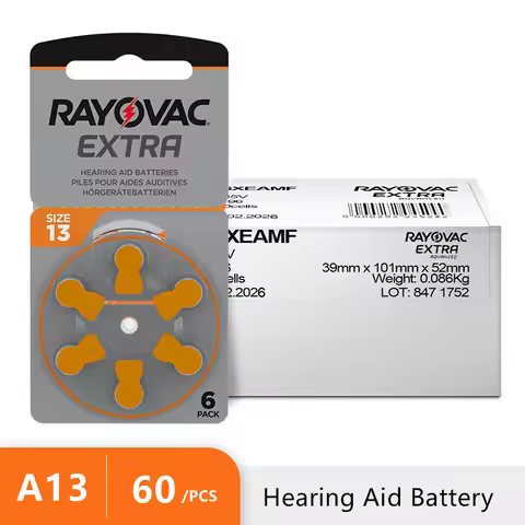 Hearing Aid Battery 60 PCS / 10 Cards NEW Zinc Air 1.45V Rayovac Peak Hearing Aid Batteries A13 13A 