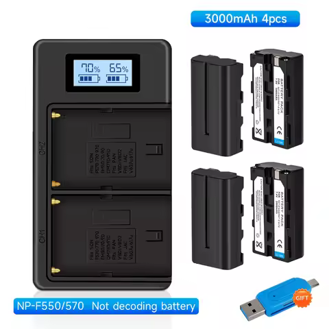 PALO 3000mAh NP-F550 NP F550 NP-F330 NP F330 Battery + LCD USB Charger for Sony NP-F550 NP-750 NP-96