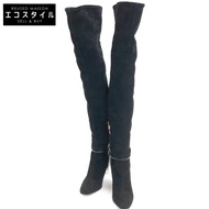 Sergio Roshi黑色麂皮過膝長靴，尺寸36 1/2（二手）