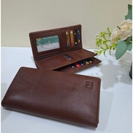 Men's Genuine Leather Long Wallet with 22 Card Slots and 3 Money Slots