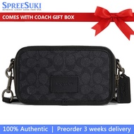 Coach Handbag In Gift Box Wyatt Crossbody Bag In Signature Canvas Gunmetal Charcoal Black # CW365