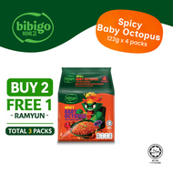 bibigo Spicy Baby Octopus Stir-fried Ramyun 122g x 4 pack (Best Before: 19/Nov/2026)