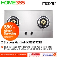 Mayer 2 Burners Gas Hob MMSS772HI - LPG/PUB