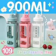 900ML Water Bottle Tumbler Hot Cold Large Capacity Plastic Square Tumbler Sports Tumbler Gift