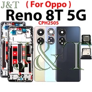 For OPPO Reno 8T 5G CPH2505 LCD Front Frame Bezel Back Battery Cover Housing + Middle Frame + Sim Tr