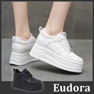 [Eudora] Inner Heightening Casual Shoes Small White Shoes Thick-Soled Shoes Sneakers Leather All Bla