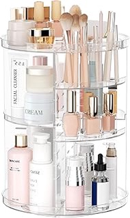 Rotating Makeup Organizer, DIY 8 Adjustable Layers Spinning Skincare Organizer, Cosmetic Display Cas
