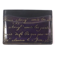 Berluti BANBOU 竹節書法金色皮革卡包/卡套，紫色，附防塵袋，義大利製，男士款，成色極佳。