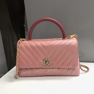 Chanel Coco Handle Flap Bag Medium Pink Chevron Calf Lizard smip 香奈兒