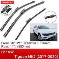 For VW Tiguan MK2 2017-2020 26"+21"+14" Front Rear Wiper Blades Brushes Cutter Accessories 2017 2018