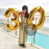 Jumbo GOLD Number Foil Balloon 100 Cm | JUMBO GOLD Number Balloon 1 Meter