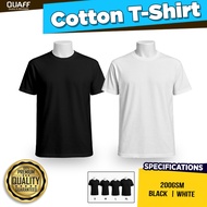 QUAFF T-shirt CVC Cotton Tshirt 200gsm Small | Medium | Large | XLarge (white & black) Unisex Sizing