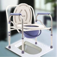 เก้าอี้นั่งถ่าย เก้าอี้อาบน้ำ ผู้สูงอายุ พับได้ ปรับความสูงได้ น้ำหนักเบาไม่เป็นสนิม คร่อมชักโครกได้