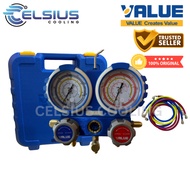 VALUE®️ R32 Dual Gauge Manifold Set c/w 3 Charging Hose (VMG -2-R32-B)