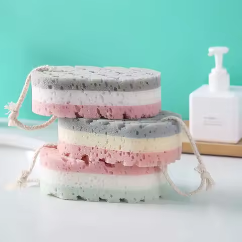 3 Layer Sponge Bath Towel Body Scrub Massage Brush Deep Cleaning Washcloth Skin Scrubber Exfoliating
