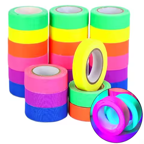 UV Glow Cotton Tape Neon Gaffer Safety Masking Warning Fluorescent Self-Adhesive Wedding Party Home 