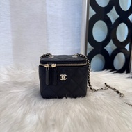 Chanel 黑金荔枝皮Mini小盒子 晶片款 離櫃品