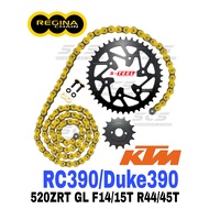 REGINA Sprocket Set KTM Duke390 RC390 520 ZRT Ring Gold Chain Rantai Spoket ZRING ZRA Accessories Mo