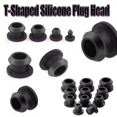 5~25pcs Black Conical Snap-on Silicone Rubber T Type Plug Blanking End Caps Tube Inserts Bung Proof 