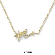 A.CEMI Shooting Star Necklace สร้อยคอเงินแท้ ชุบทอง 18K โรสโกลว์