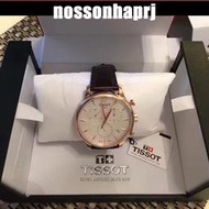 ()TISSOT天梭瑞士俊雅系列手錶男石英男錶皮帶腕錶男三眼日曆錶大錶盤T063.617.36.037.00
