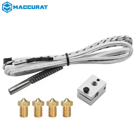 3D Printer V6 Heating Aluminum Block +HT-NTC100K Thermistor +4pcs E3d Nozzle+12V/24V 50W Heating Tub