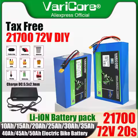 72V 20Ah 45Ah 50Ah 25Ah 30Ah 35Ah 40Ah 15Ah 10Ah 21700 20s Lithium Battery Pack 3500W Built-in BMS D