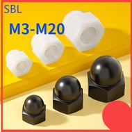 Black/white nylon cap nut, plastic decorative nut M3/M4/M5/M6/M8-M20【SS-HX】
