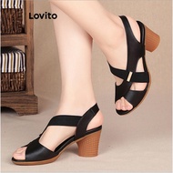 Lovito Women Elegant Plain Thick Soles Leaky Feet Heels Pointed Heel LFA60317