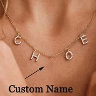 Customized Name Letter Necklace, Personalized CZ Letter Pendant, Women's Customized Name Necklace, S