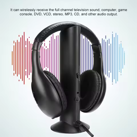 5 in 1 FM Wireless Headset Built‑in Microphone Earphone Headset with Charging Stand Wireless Earphon