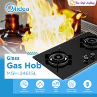 Midea MGH-2461GL 10.4kW SIRIM 2 Burner Built-in Tempered Glass Kitchen Cooktop Gas Tungku Regulator 