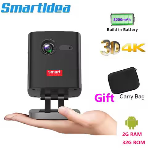 Smartldea handheld DLP 3D projector support 4K video decode play build 8000mAh battery for business 