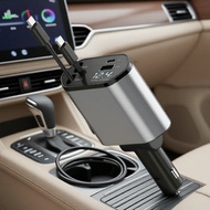 120W Fast USB-C Car Charger with Retractable Cable for iPhone 17-12 & Samsung Devices Pengecas Keret
