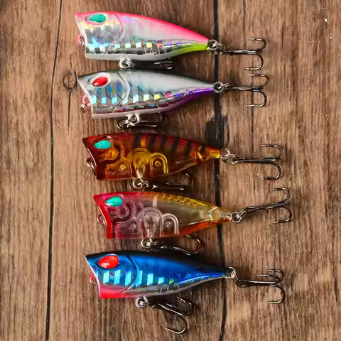 5pcs Popper Fishing Lure Topwater fishing lure Artificial Hard Bait Fishing for Bass Perch Pike Fish