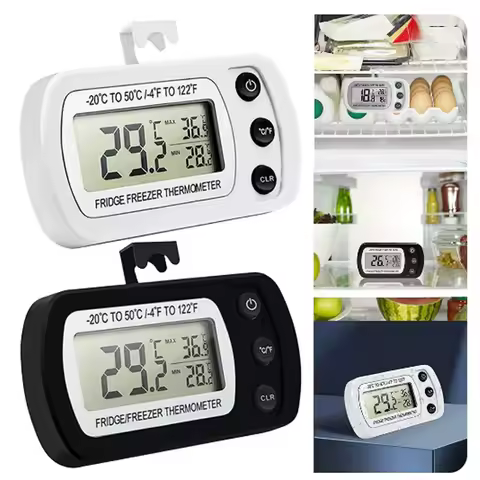 Fridge Thermometer With Hook Anti-Humidity Refrigerator Freezer Electric LCD Display Digital Thermom