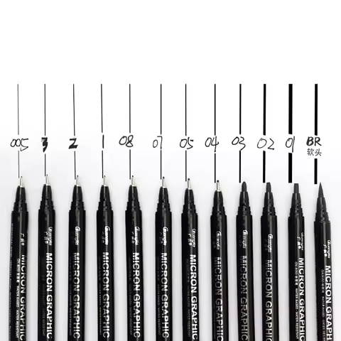 Guangna Drawing Micron Graphic Needle Pen Black Sketch Hook Line Pen 005 01 02 03 04 05 07 08 1.0 2.