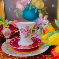 英國製Wedgwood 手繪牡丹蝴蝶古董花瓶 花器 筆筒化妝筆筒庫存品