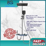 Billion B-2113-GM 4 IN 1 PIANO WITH LED DESIGN RAIN SHOWER SET MIXER (GUNMETAL)