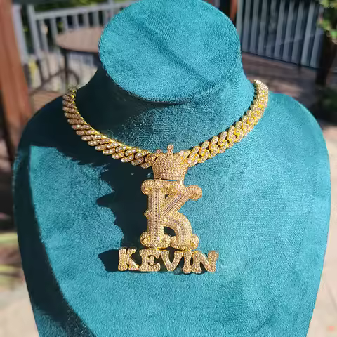 Necklace Customized Name Two Rows Customized Name Necklace First Row make as First Letter Hip Hop Je