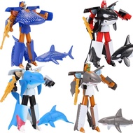Hot Sale 16cm Sea Life Robot Dolphin Transformation Shark Whale Action Figure Cartoon animals Baby Educational toy collection Plastic Kids Toys