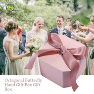 QIUJUU Packaging Box, Bows Double Door Gifts Box, Creative Valentines Day Florist Box Octagonal Shaped Gift  Wedding Anniversary