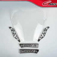 ชิวหน้า FORZA350 ทรงซิ่ง หนา 3 มิล + ขายึดชิวมิเนียมCNC Forza350 + ปิดกันตก FORZA350 CNC