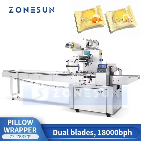 ZONESUN Automatic Pillow Packaging Horizontal Flow Wrapper Machine Pouch Packing Production Machine