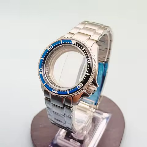 Customized 42mm SKX007 Watch case with strap Flat Sapphire Glass Fit for NH35 NH36 4R 6R 7S Movement